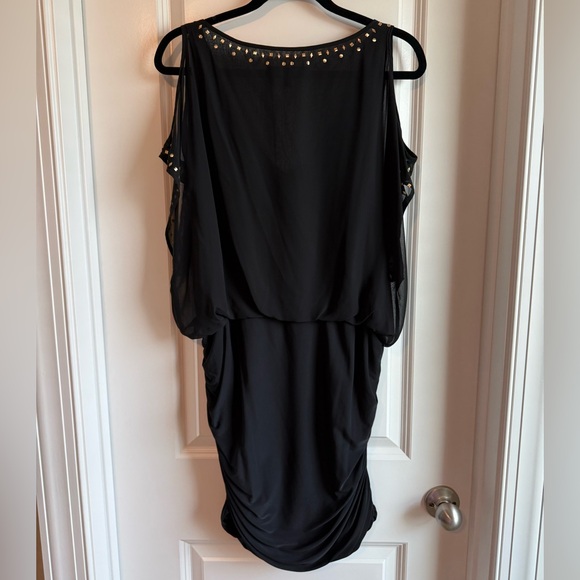 Nine West Black Embellished Ruched Mini Dress - Picture 2 of 6